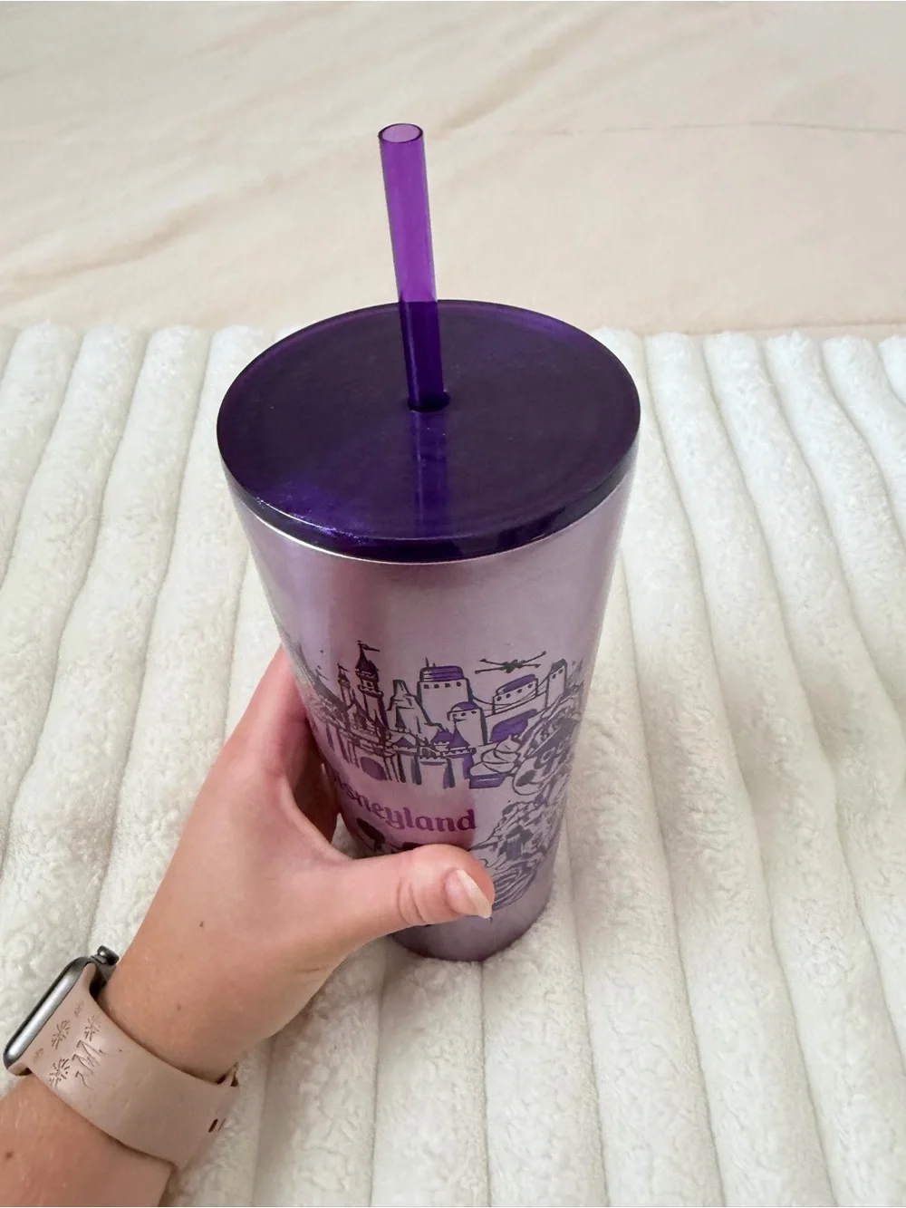 Starbucks Disney Metallic Lavender Mickey Disneyland Tumbler with Straw